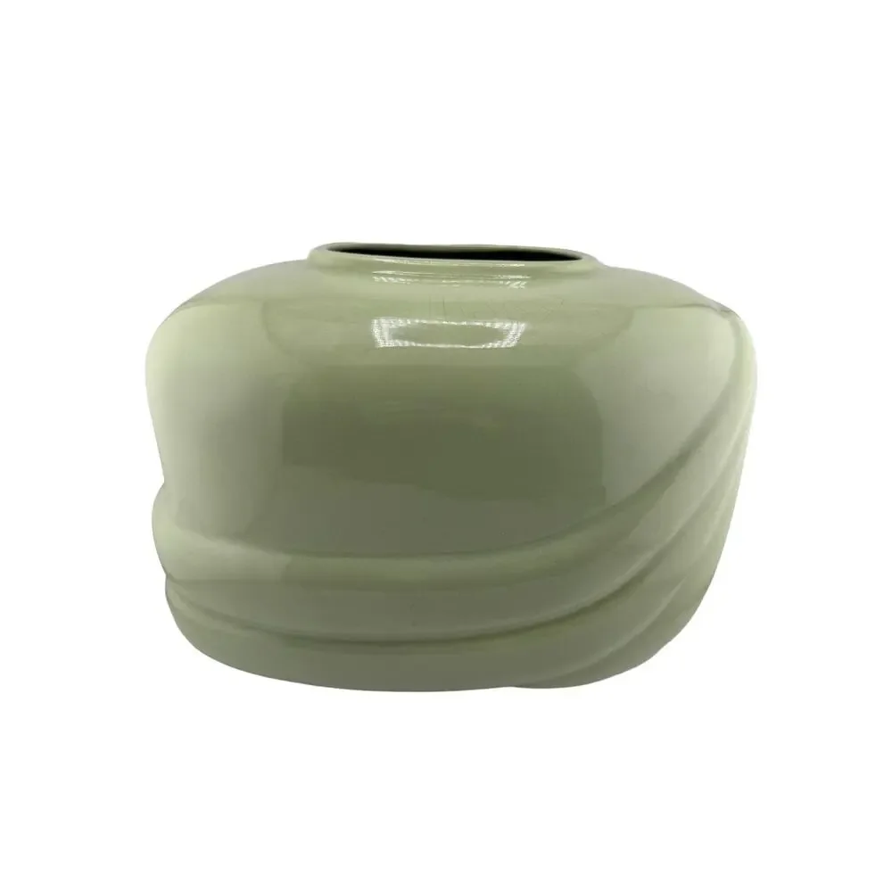 Vintage Madeline Originals Art Deco Mid Century Celery Green Oval Vase